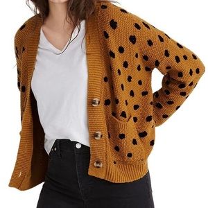 Madewell spotted cardigan in mustard size large